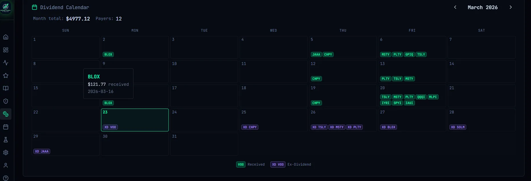 Dividend Calendar