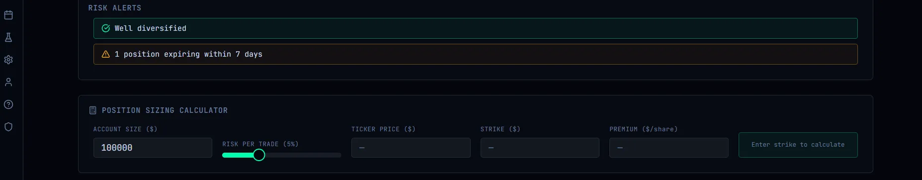Risk Alerts and Position Sizing