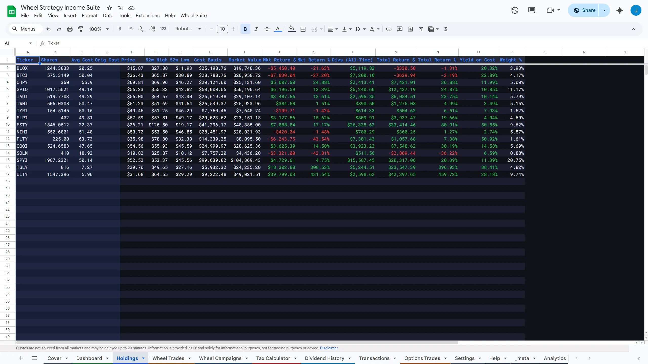Holdings Tracker